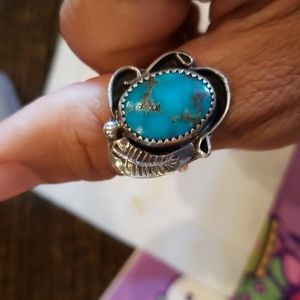 Navajo Sterling silver and turqouise ring Size 8